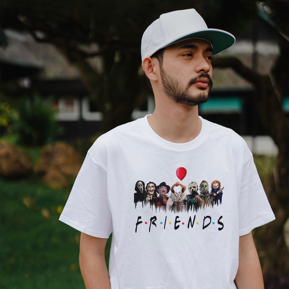 Friends Horror Film Cast | Large T-Shirt | Saw | Jason | Freddy Kruger | NWOT